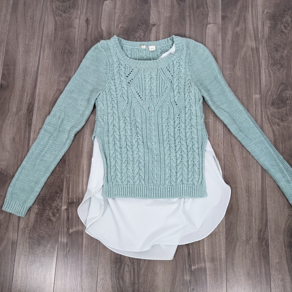 Anthropologie Moth Ella Sweater Sea Foam Green Size Small